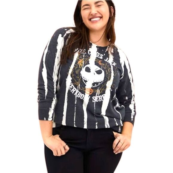 DISNEY/TORRIDJackSkellingtonNight before X-mas Black Spray Bleach Sweatshirt. - Picture 1 of 15